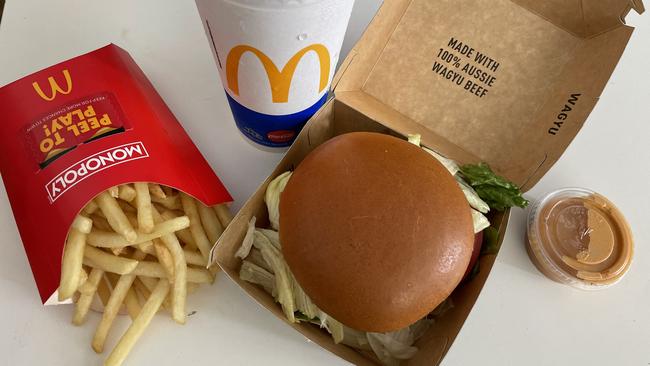 McDonald’s premium Wagyu Beef Burger has returned to the Australian menu. Picture: news.com.au