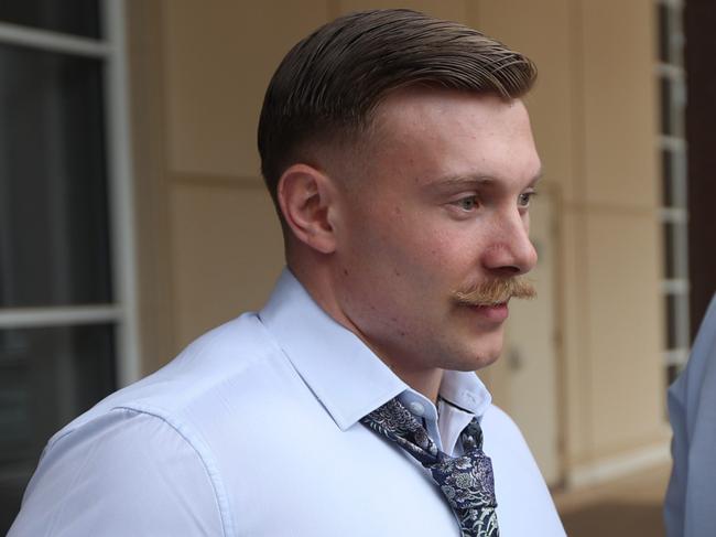 American Marine Anthony Long outside the Supreme Court in Darwin after being found not guilty of raping a hungover woman on Robertson Barracks in late 2023. Picture: Zizi Averill