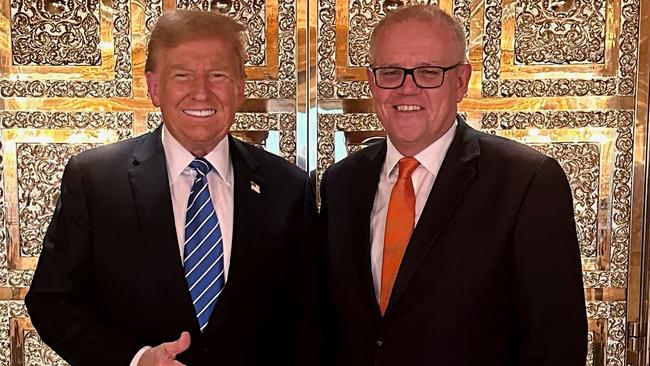 Donald Trump meets with former prime minister Scott Morrison at Trump Tower in New York.