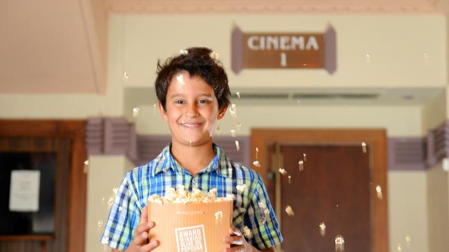 Grade 5 boy Taj Lingam at The Westgarth Palace Cinema, for the Asylum Seeker Resource Centre. The film is Minions. Taj at The Westgarth Palace Cinema. Pictures: Angie Basdekis