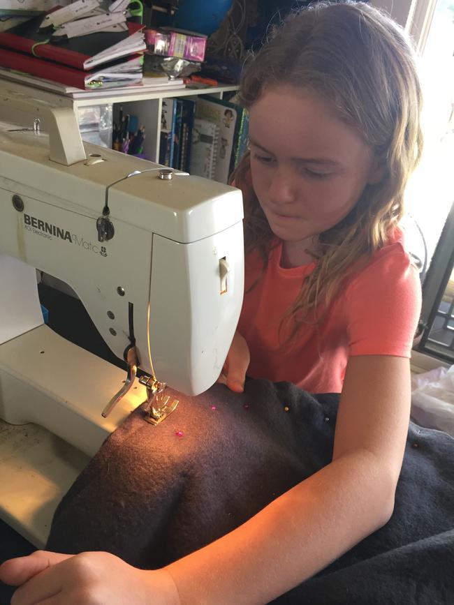 She is using her own pocket money to buy more material. Picture: Supplied