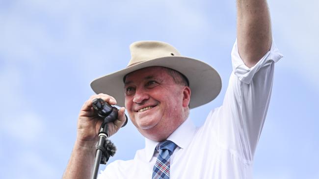 Barnaby Joyce attends The National Rally Against Reckless Renewables at Parliament House in Canberra. Picture: NCA NewsWire / Martin Ollman