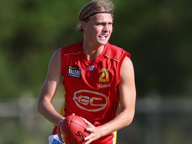 Jai Murray of the Gold Coast Suns U18 boys academy in action during the 2024 Coates Talent League Boys Round 06 match. Picture: Rob Lawson/AFL Photos.