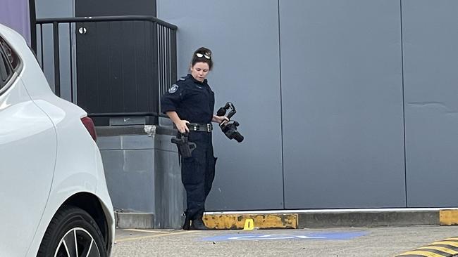 A number of officers remained at the scene on Monday afternoon. Picture: Ben Talintyre