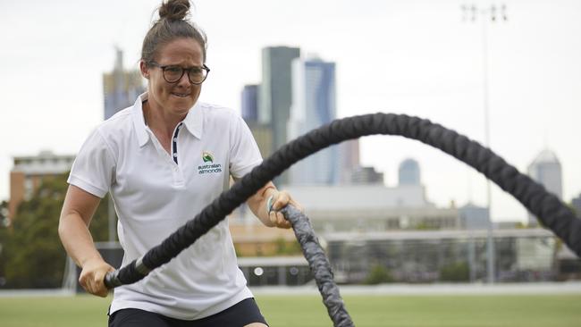 Kangaroos recruit Emma Kearney gives the ropes a workout.