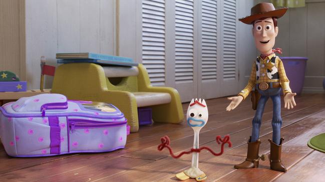 Old favourite Sheriff Woody and new character Forky. Picture: Pixar