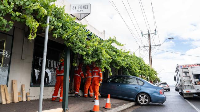 A P-plater has driven into the window of Ey Fonzi Pizzeria at Torrens Park. Picture: NCA NewsWire / Morgan Sette
