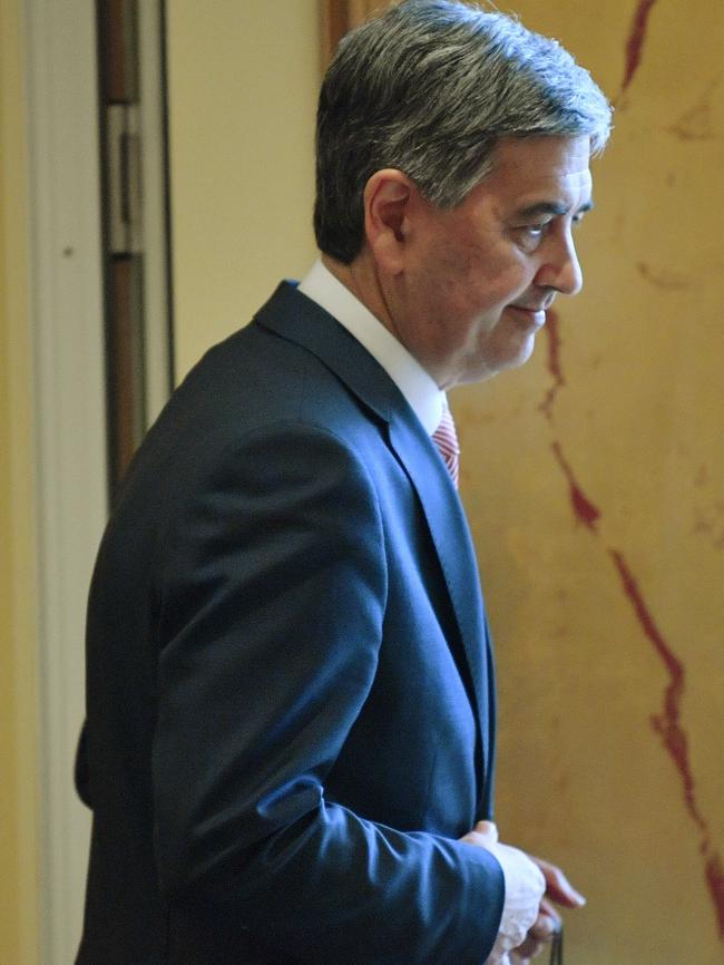 South Australian Treasurer Rob Lucas speaks to the SA Press Club a day after the State Budget was delivered. Picture: AAP / David Mariuz