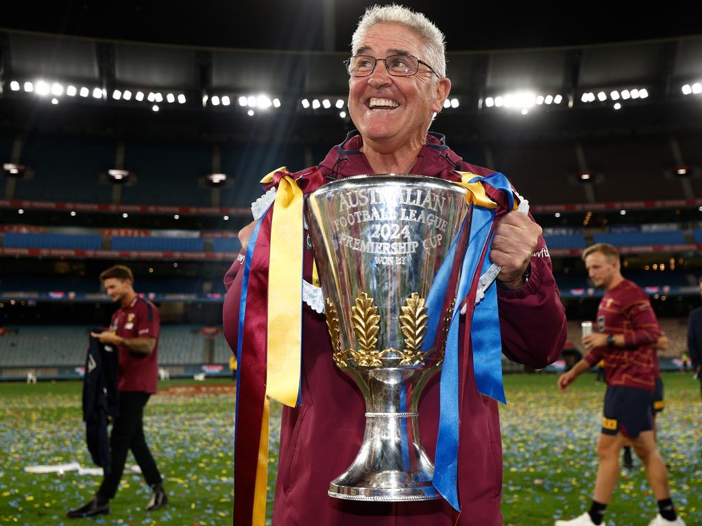 Chris Fagan with the Premiership Cup. (Photo by Michael Willson/AFL Photos via Getty Images)