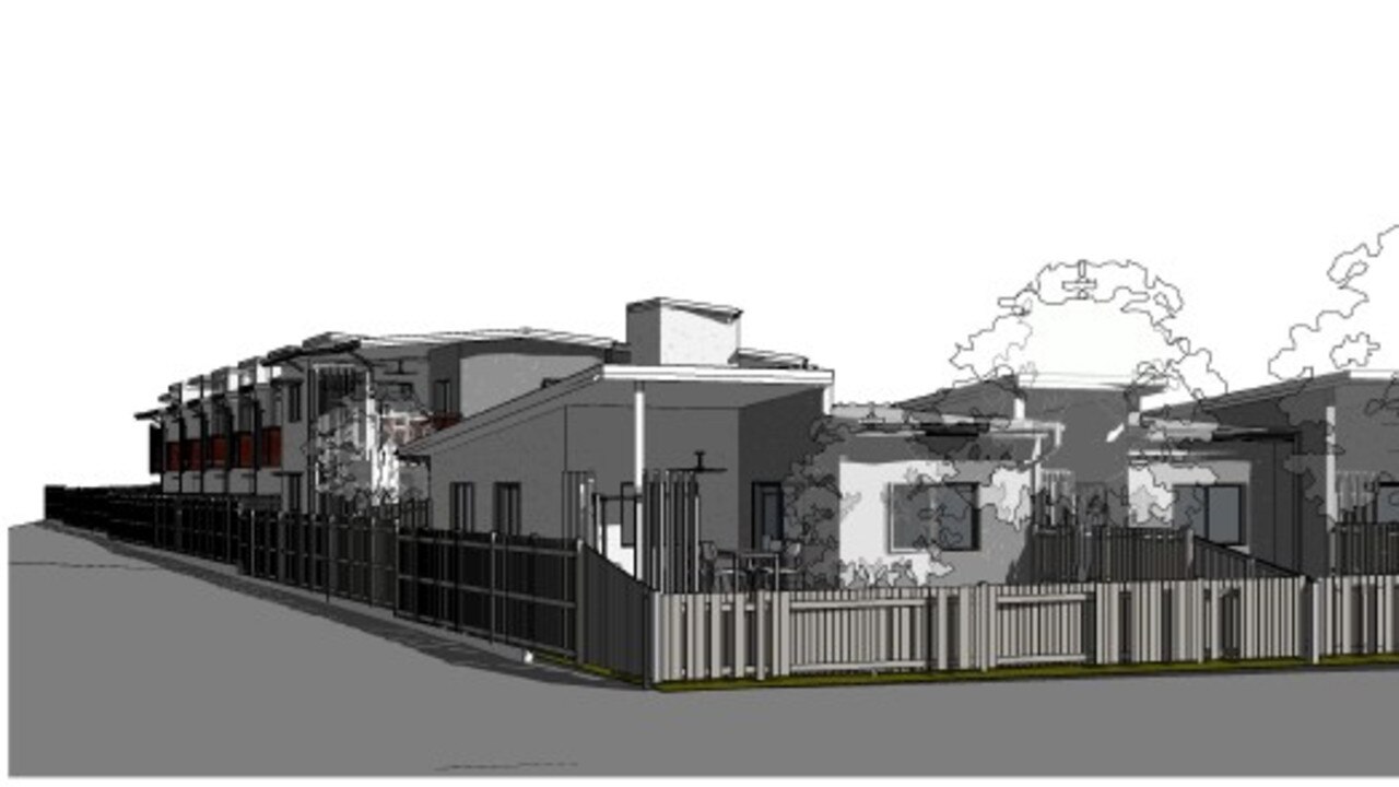 An artist’s concept drawings of how a new 19-unit social housing project in Newtown may look.