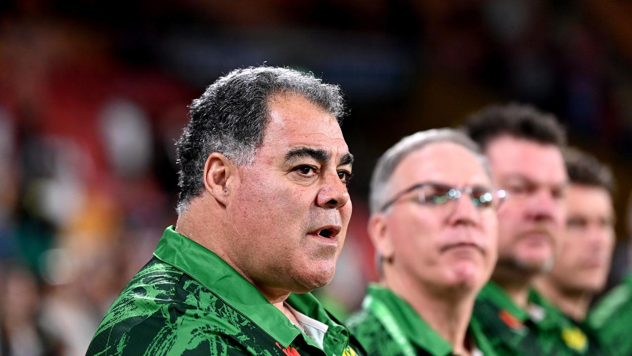 Coach Mal Meninga of Australia watches on during the International match between Australian Men's PMs XIII and PNG Men's PMs XIII at Suncorp Stadium.