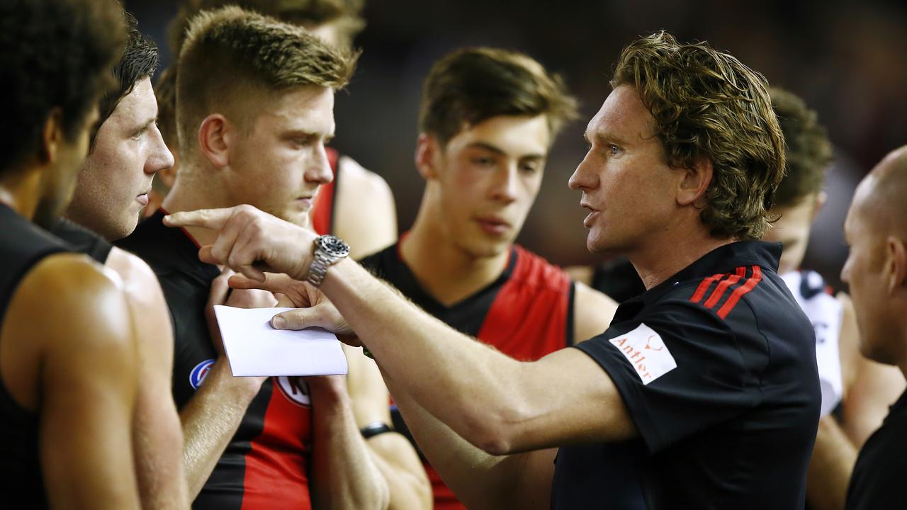James Hird in one of his final games as Essendon coach. Photo: Wayne Ludbey