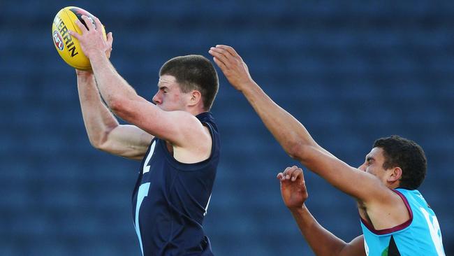 Jack Higgins takes a mark for Vic Metro against the Allies. Picture: Getty Images