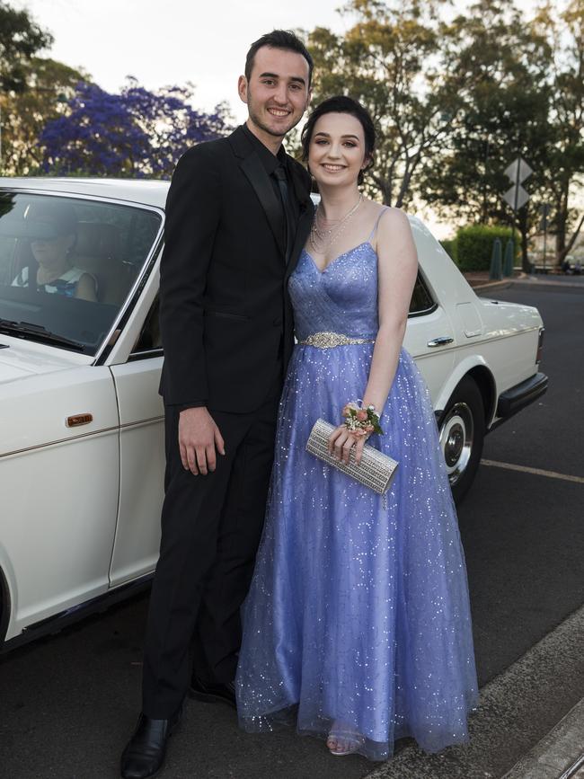 Jaspar Schultz and Hollie Russon at Centenary Heights State High School formal at Picnic Point, Friday, November 20, 2020. Picture: Kevin Farmer