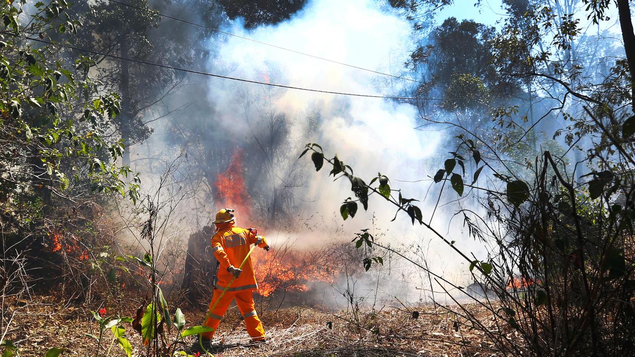 Firefighters brace for the worst as fires continue to burn in the Canungra and Sarabah regions. Picture: NIGEL HALLETT