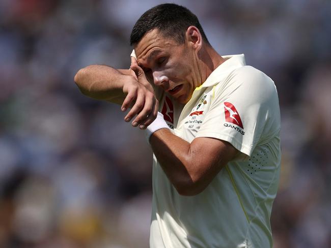 Scott Boland’s accuracy has been his greatest strength and biggest weakness in the first Test. Picture: Ryan Pierse/Getty Images