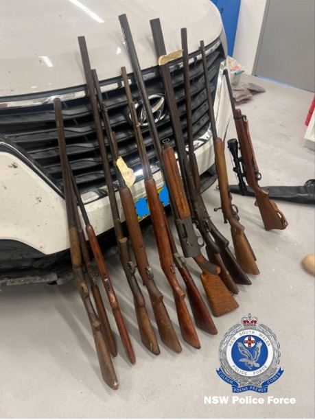 Some of the seized rifles. Picture: NSW Police