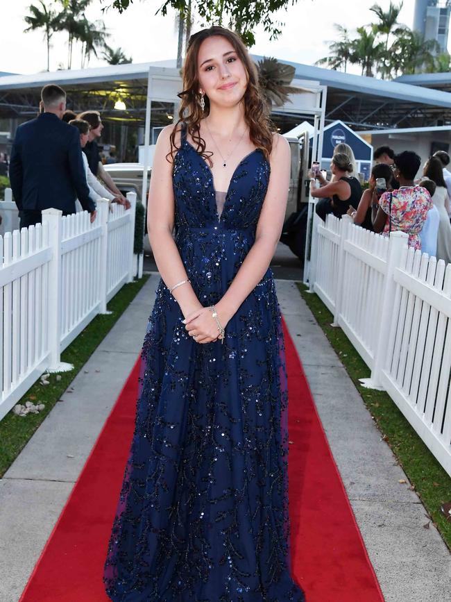 Carlin Mahoney at the 2023 Caloundra State High School Year 12 formal. Picture: Patrick Woods.