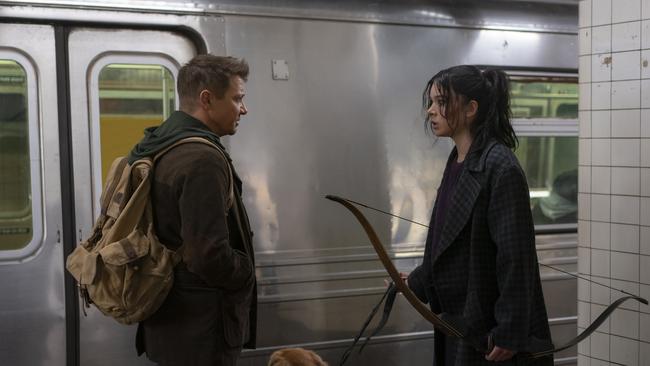 Jeremy Renner and Hailee Steinfeld in Hawkeye. Picture: Marvel Studios