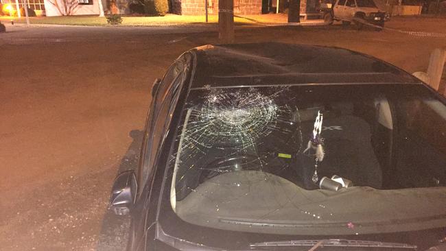 The impact of the smash sent the family’s car flying into bollards outside the Sunbury police station