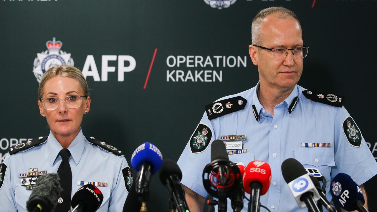 AFP Assistant Commissioner Kirsty Schofield and Deputy Commissioner Ian McCartney said police had prevented the death or serious injury of 50 individuals in Australia by cracking the platform. Picture: NewsWire / Gaye Gerard