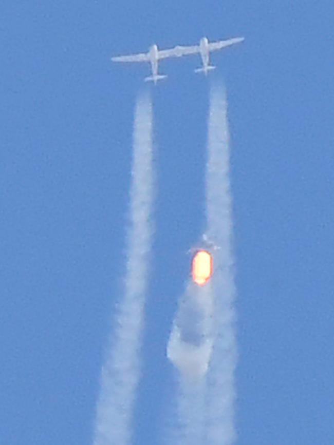 The Virgin Galactic SpaceShipTwo space plane Unity and mothership. Picture: AFP