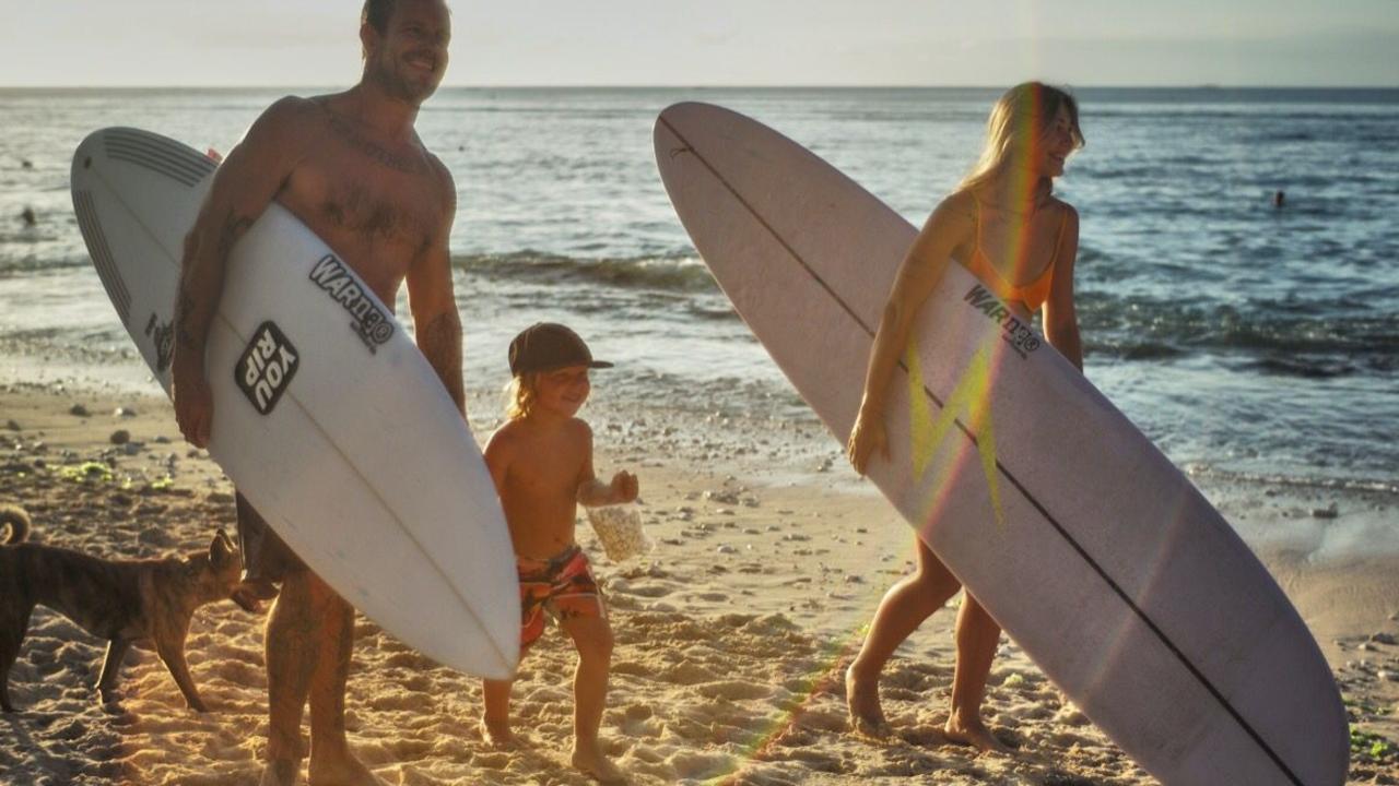 Koby Abberton, his fiance Olya and their son Sunny Makua live in Bali.