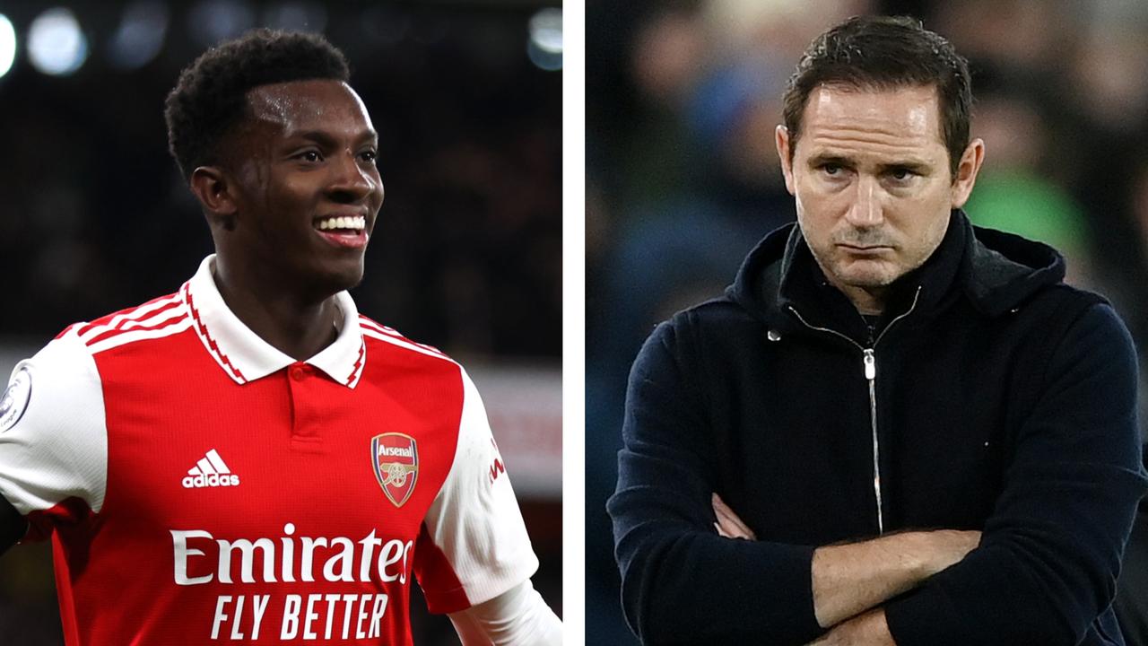 Eddie Nketiah could be the hero Arsenal never knew it had as Frank Lampard was the latest fall guy in Everton's abysmal $1.2b decline. Picture: Getty