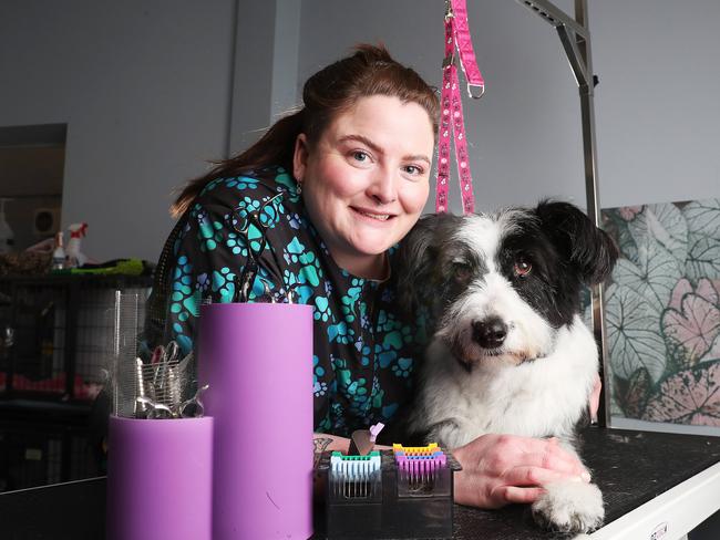 Rhianna Farley of The Dog Stylist of New Town with client Jackson.  Rhianna has been nominated for Tassie's Best Dog Groomer poll.  Picture: Nikki Davis-Jones