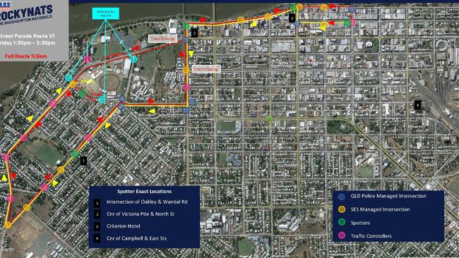 The Rockynats Street Parade Map.