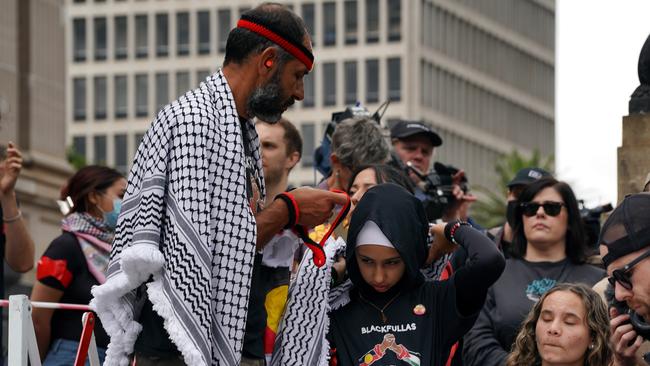 The crowds chanted calls for racial justice. Picture: NCA NewsWire / Luis Enrique Ascui