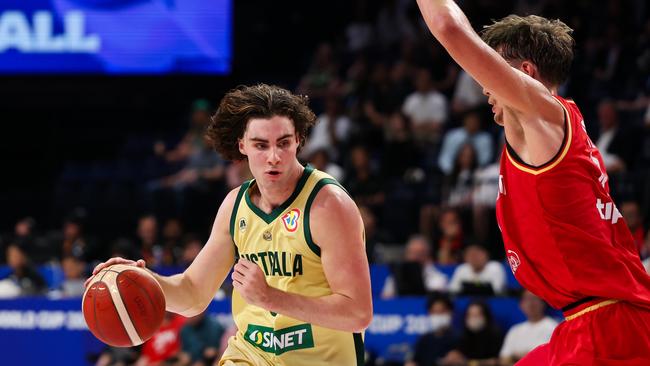 Josh Giddey was again the focus of Australia’s attack in Game 2. Picture: Getty