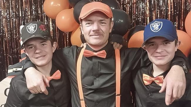Jesse Hall (left) pictured with his father Steve and twin brother Kyle. Picture: Supplied by the family.