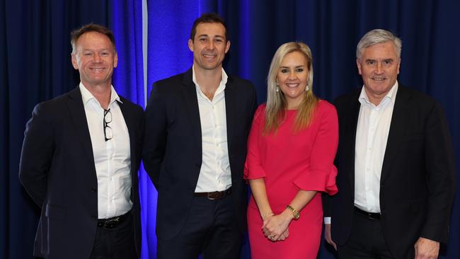 Bond Business Leaders Forum with speakers talking about the upcoming 2032 Brisbane Olympics.  Pat Howard, Will Tuffley, Elia Hill, Ian Chesterman  Picture Glenn Hampson