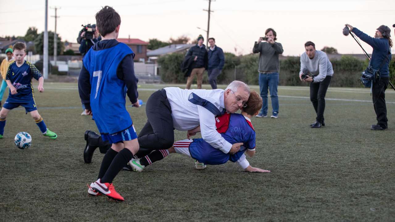 Should've been a penalty': Child recalls the moment he was tackled by Prime  Minister Scott Morrison during soccer match | Sky News Australia