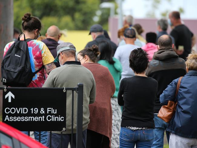 Testing lines have blown out as people rush to get swabbed. Picture: NCA NewsWire/Gaye Gerard