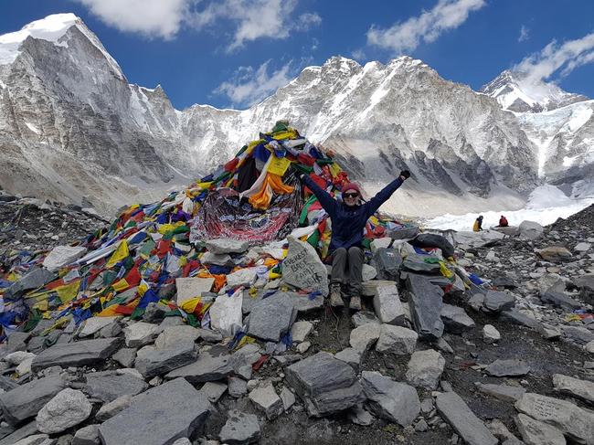 Emily Dodds, 25, from Sydney's central coast climbs Mt Everest Base Camp in April, 2017.