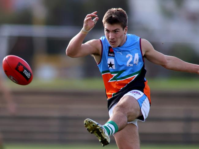 Jack Manly rates as an elite pressure player. (Photo by Kelly Barnes/AFL Photos/via Getty Images)