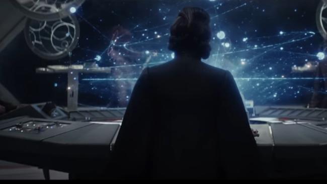 A dignified shot from behind is all we get to see of Carrie Fisher in the Star Wars teaser trailer.