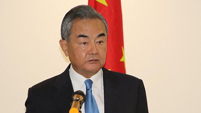 Chinese Foreign Minister Wang Yi in Honiara on Thursday. Picture: AFP