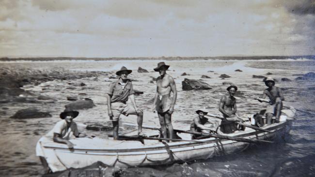 Ken Chadwick with a group of mates who went on an adventure to Old Woman Island in 1946.