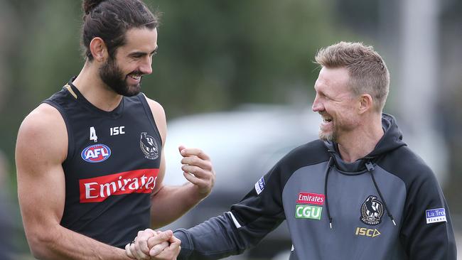 Grundy has a close relationship with coach Nathan Buckley. Picture: Michael Klein