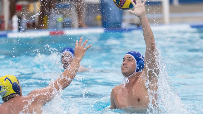 Jared de Vries (right) of Gold Coast Gold against Sunshine Coast FBRD in the grand final. Picture: Kevin Farmer