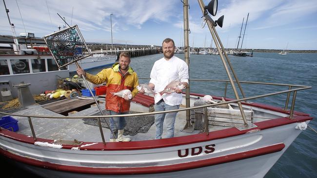 Apollo Bay fisherman Tim Harrington will supply La Bimba chef Steve Earl with fresh seafood this summer, and also sell directly to the public from his boat. Picture: Yuri Kouzmin