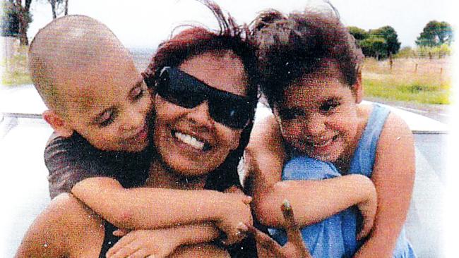 Adeline Yvette Rigney-Wilson, centre, with her son Korey Lee Mitchell, left, and daughter Amber Rose Rigney, right.