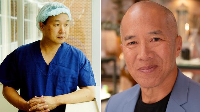 Sydney cancer specialist Henry Woo (left) is taking a break from Twitter after copping abuse for his questioning of brain surgeon Charlie Teo (right).