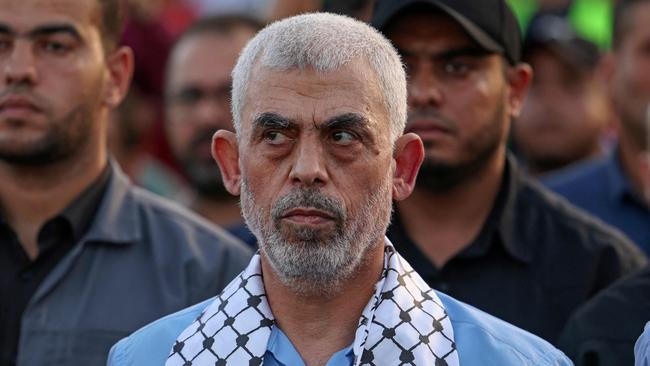 Head of the political wing of the Palestinian Hamas movement in the Gaza Strip Yahya Sinwar is believed to be hiding deep beneath the city. Picture: AFP