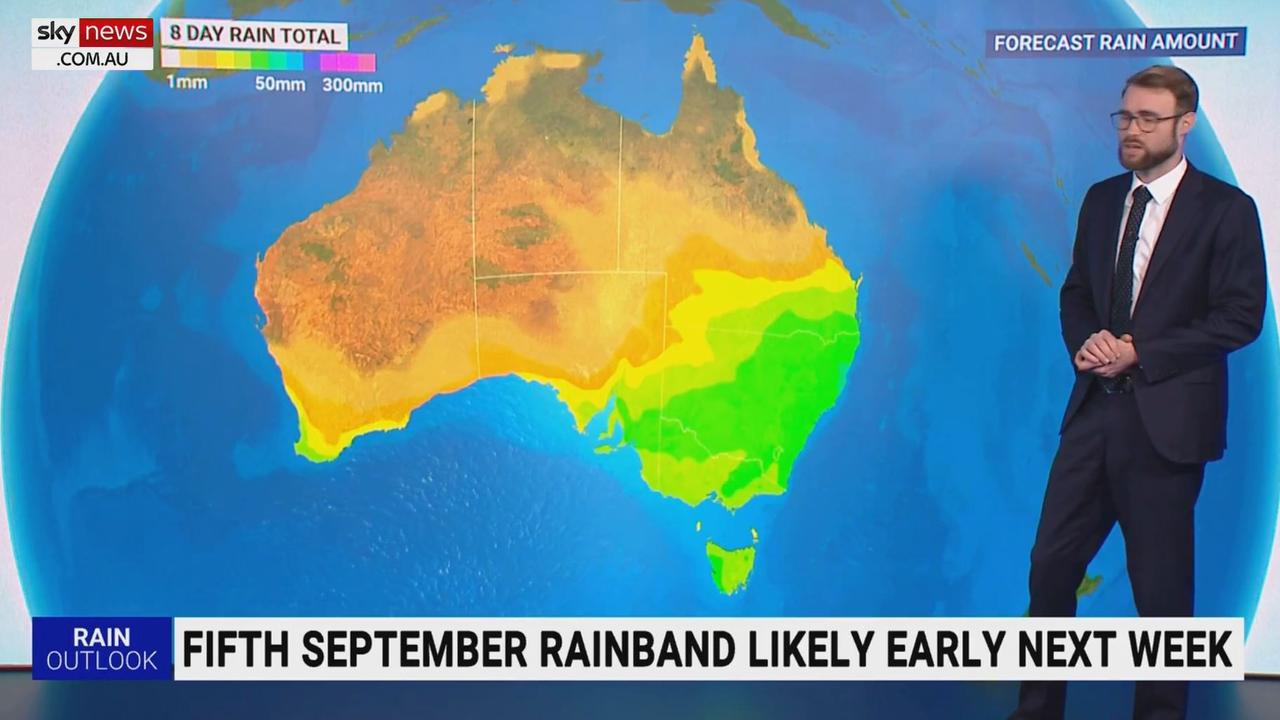 Parts of southeast Australia are getting a taste of La Nina-style showers, winds and thunderstorms this week, with severe weather and major flood warnings in place across the country. Picture: Sky News Weather