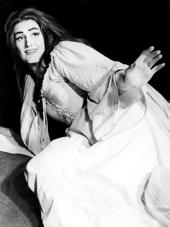 Opera singer Joan Sutherland. Dame Joan Sutherland in the madness scene of Donizetti's Lucia Di Lammermoor at the La Scala Opera House, Milan.