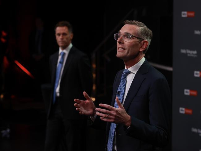 NSW Premier Dominic Perrottet during the debate. Picture: Justin Lloyd.